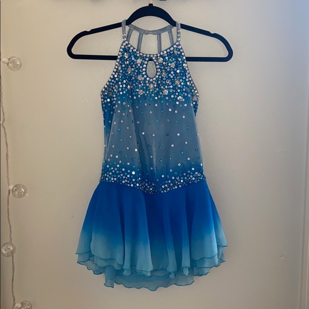 Beautiful Blue Sparkly Figure Skating Dress